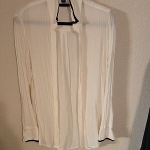 Old Navy Cream Blouse with Black Trim